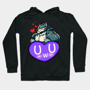 Blushing UwU Furry Anthro Werewolf Heart Hoodie